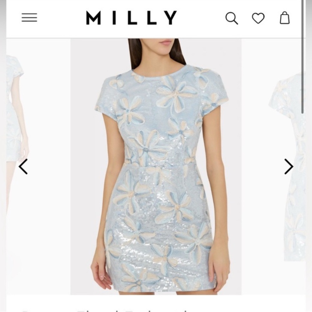 Milly Light Blue Floral Sequin Mini Dress